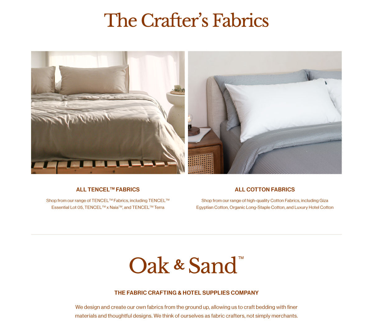 ALL TENCEL fabrics and ALL Cotton fabrics 