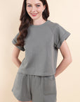 YUMI Cuff Sleeve Loungewear set